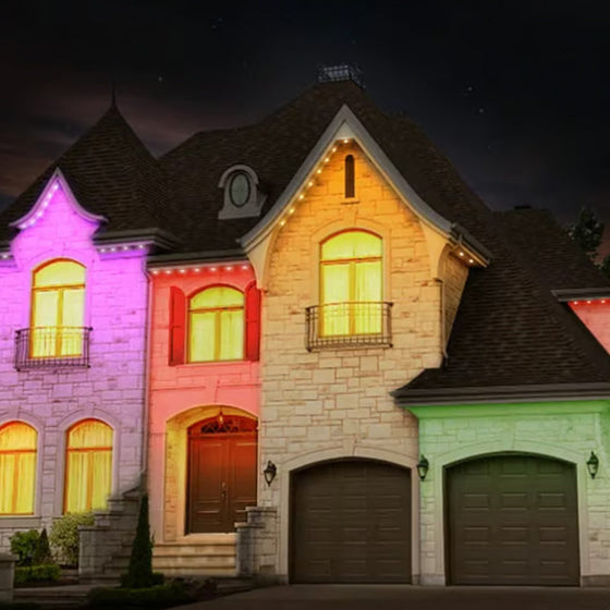 Färgglada takfotslampor för utomhusbruk