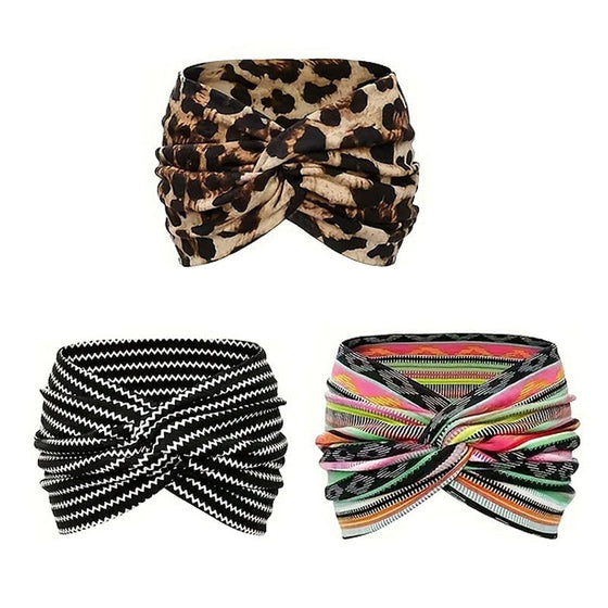 Tryckt korsad yogahårband