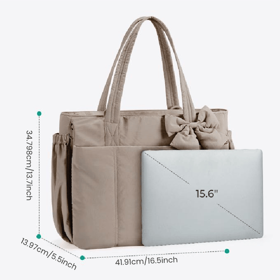 Vadderad väska med stor kapacitet och rosett