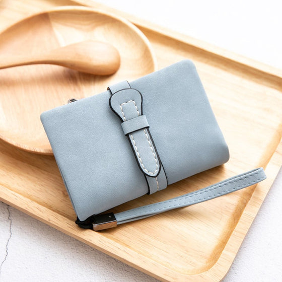 Enfärgad, Vikbar Kort Plånbok Med Myntfack