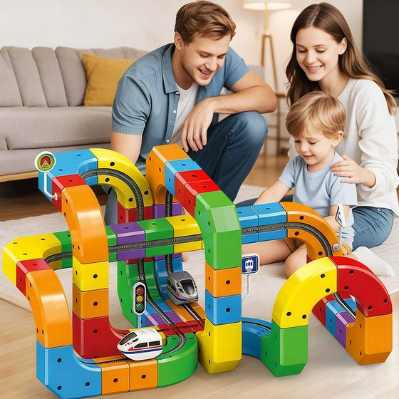 Barnens pedagogiska monterade magnetiska magiska spårtåg