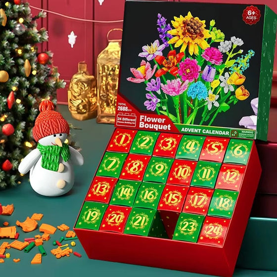Blombukett byggklossar adventskalender set