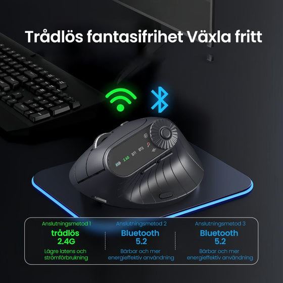 Ergonomisk trådlös mus med trippelanslutning