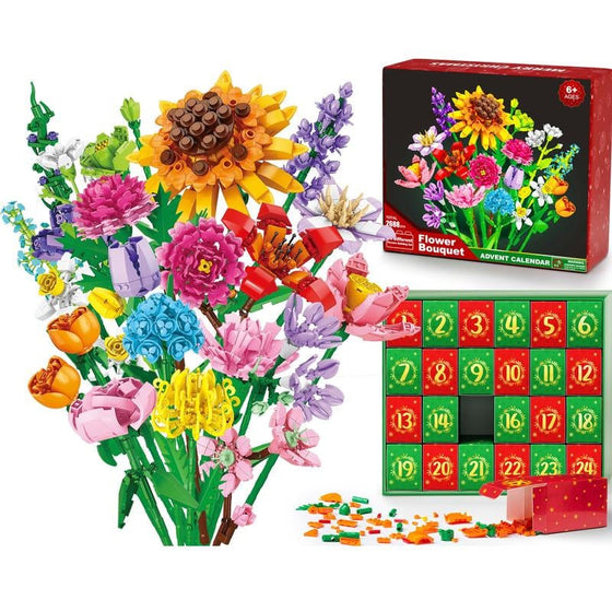Blombukett byggklossar adventskalender set
