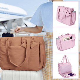 Vadderad väska med stor kapacitet och rosett