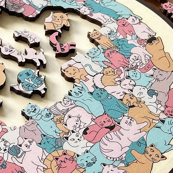 Träpussel i Kattform