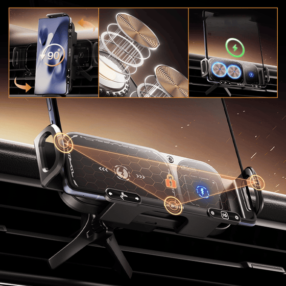 Trådlös Laddningsstation Med Roterande Mobilhållare För Bil