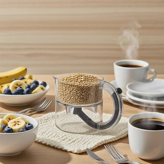 Multifunktionell integrerad justerbar måttkopp