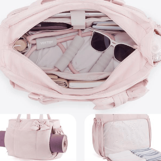 Vadderad väska med stor kapacitet och rosett