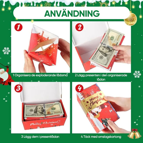 Julöverraskningsexplosion studsande presentask