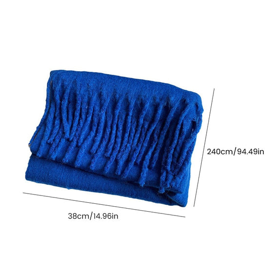 Damens enfärgade grova halsduk med tofsar