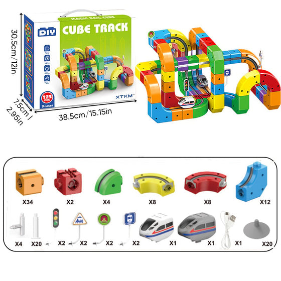 Barnens pedagogiska monterade magnetiska magiska spårtåg