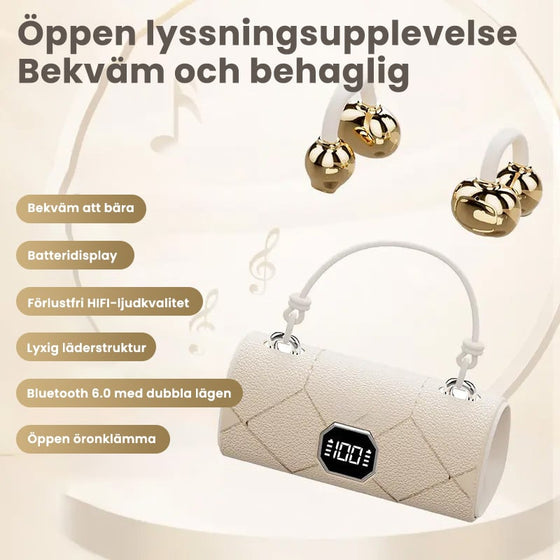 Trendiga trådlösa hörlurar med clip-on-funktion