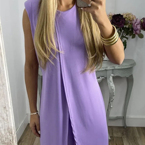 Ärmlös, rund halsad tvådelad uppsättning för kvinnor