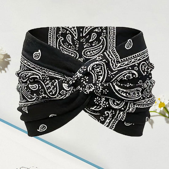 Tryckt korsad yogahårband