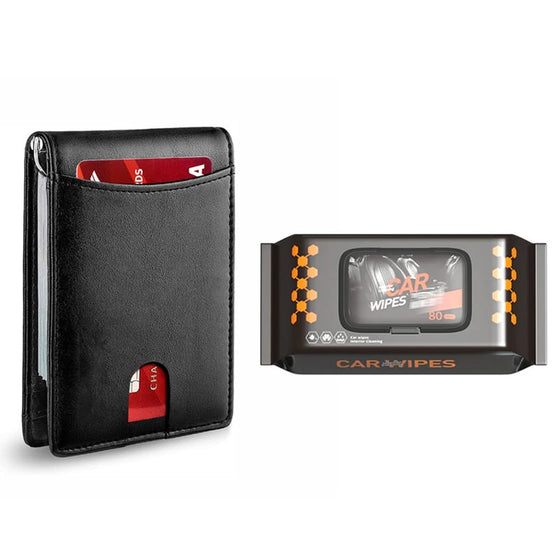 Stöldskyddad Swipe-korthållare i äkta läder