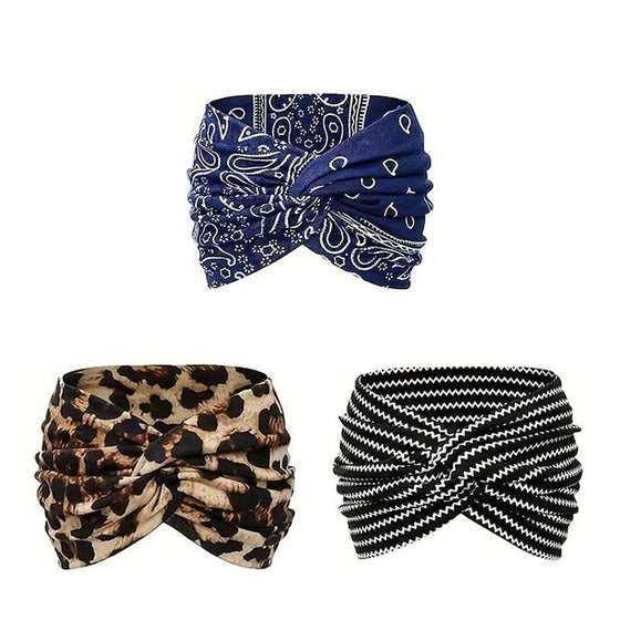 Tryckt korsad yogahårband