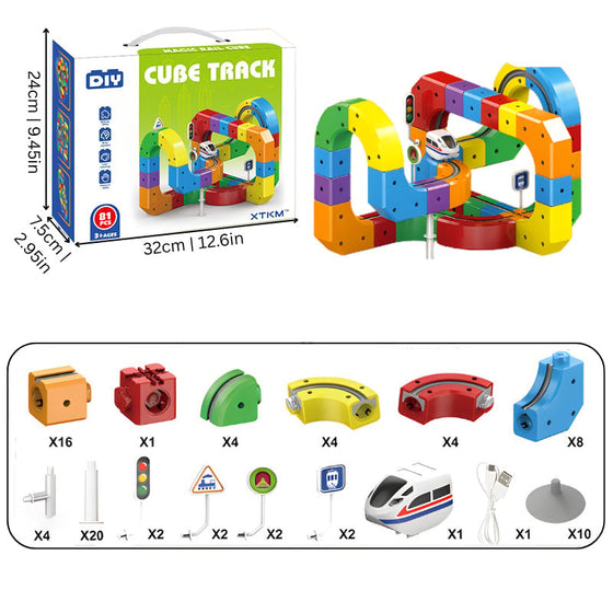 Barnens pedagogiska monterade magnetiska magiska spårtåg