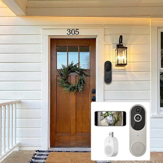 Trådlös kamera för smart dörrklocka - utomhusövervakning med HD-nattseende