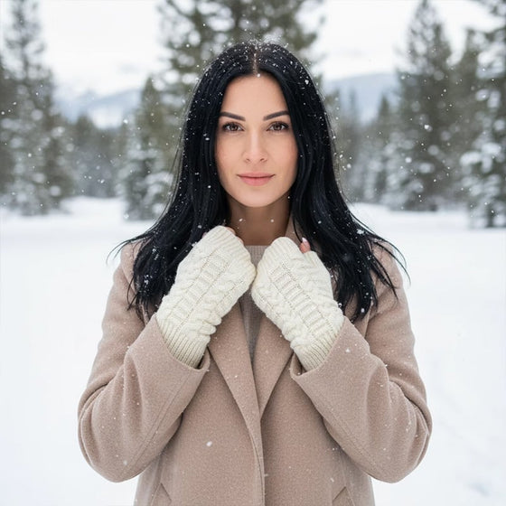 Vinter halvfingerstickade värmehandskar