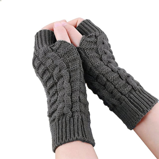 Vinter halvfingerstickade värmehandskar