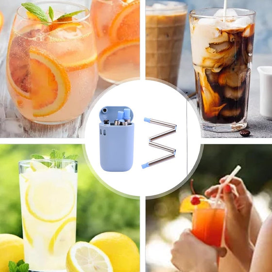 Hopfällbart sugrör i rostfritt stål