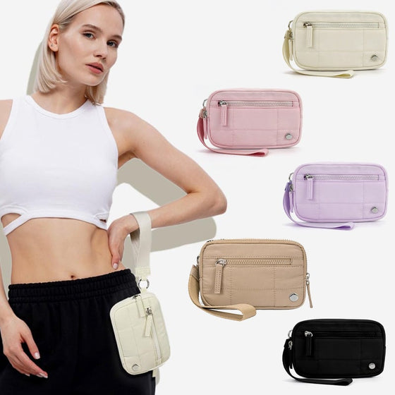 Quiltad handledsväska med armband