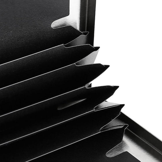 Ultratunt stöldskyddande metallkortsfodral med avmagnetiseringsborste