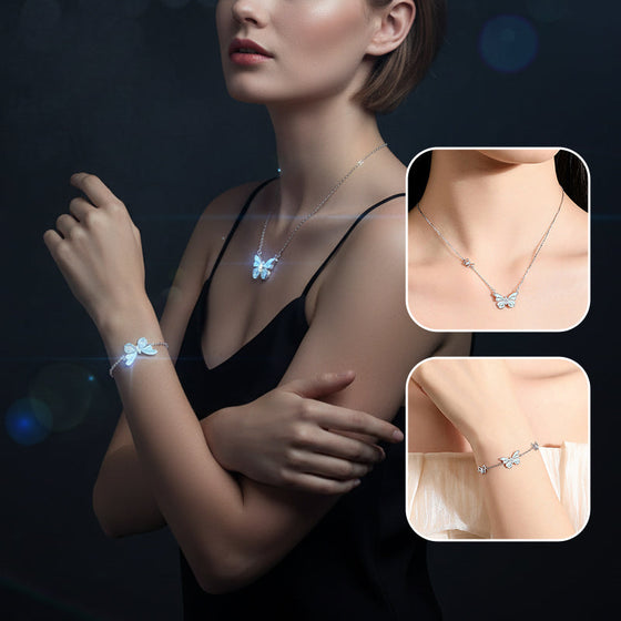 Drömfjäril Lysande Halsband & Armband