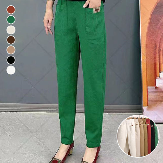 Bomullsbyxor med resår i midjan för kvinnor