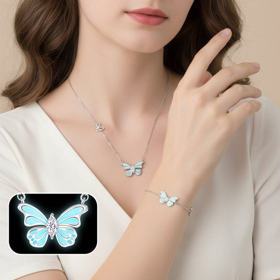 Drömfjäril Lysande Halsband & Armband