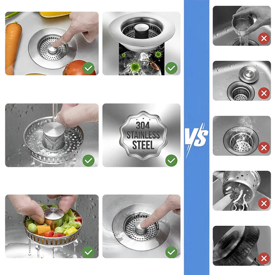 Uppgraderad 3-i-1 Kökshandfat Avloppssil