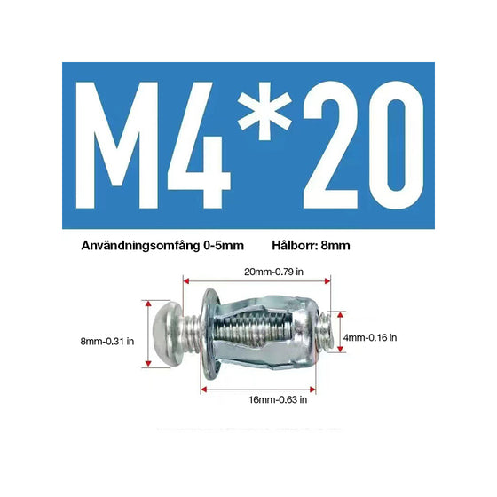 Expansionsmutter skruv med petal-form (50 st)