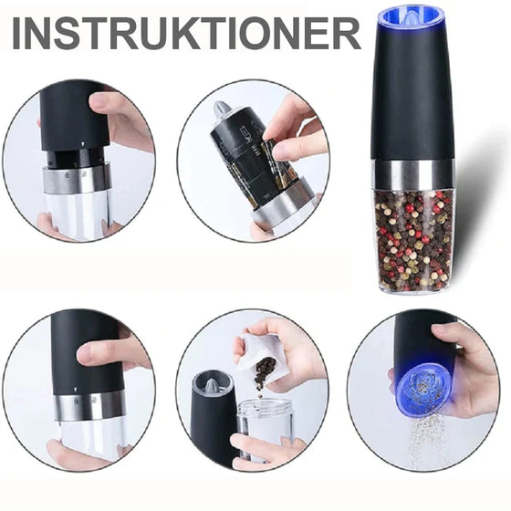 Automatisk elektrisk gravitationsinduktion salt- och pepparkvarn