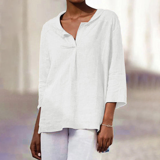 Enfärgad blus med skjortkrage