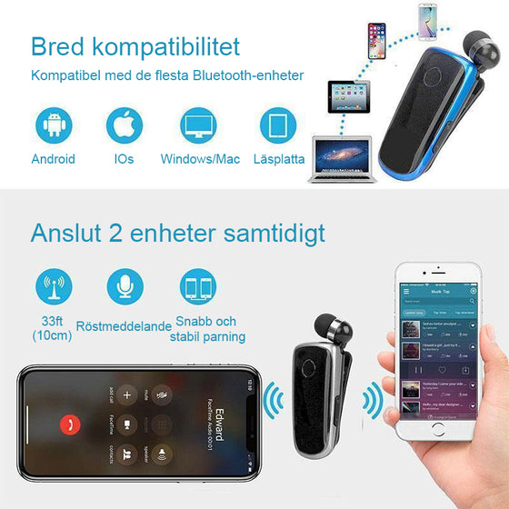 Bluetooth-headset med krag-clip