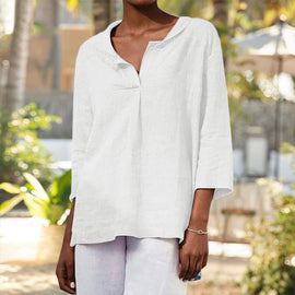 Enfärgad blus med skjortkrage