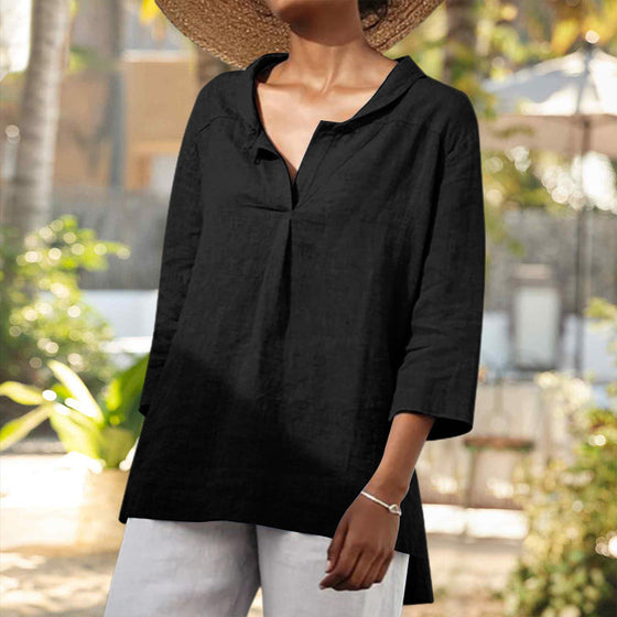 Enfärgad blus med skjortkrage