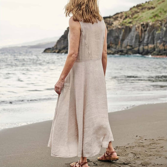 Casual enfärgad ärmlös bomullsklänning