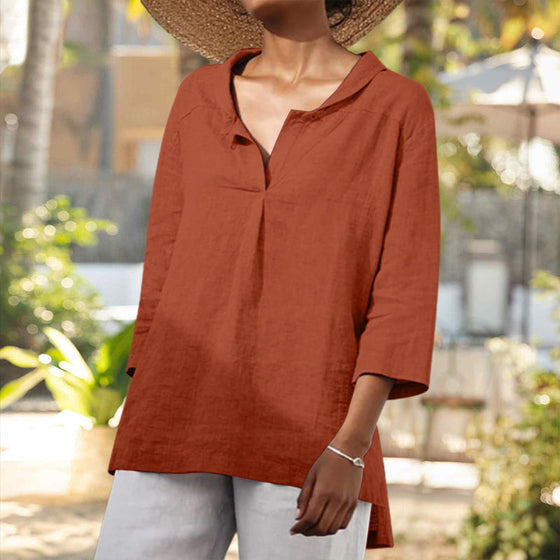 Enfärgad blus med skjortkrage