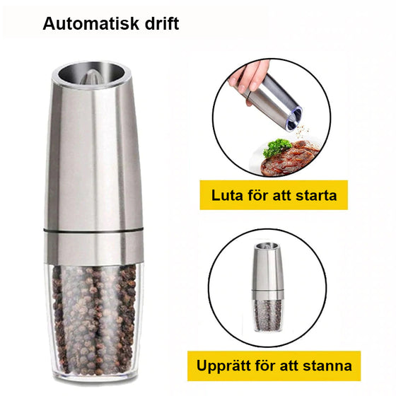 Automatisk elektrisk gravitationsinduktion salt- och pepparkvarn