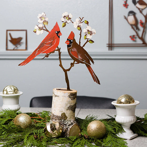 Röd Fågelprydnad i Järn