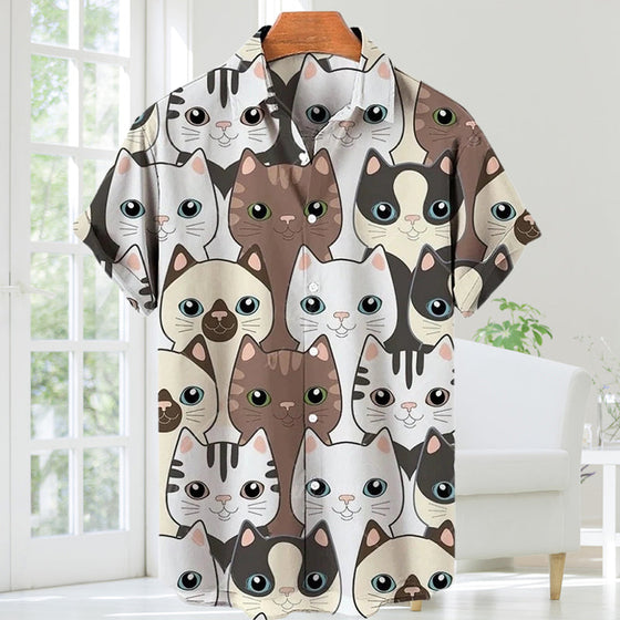 Kortärmad skjorta med katttryck