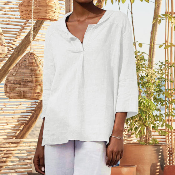 Enfärgad blus med skjortkrage