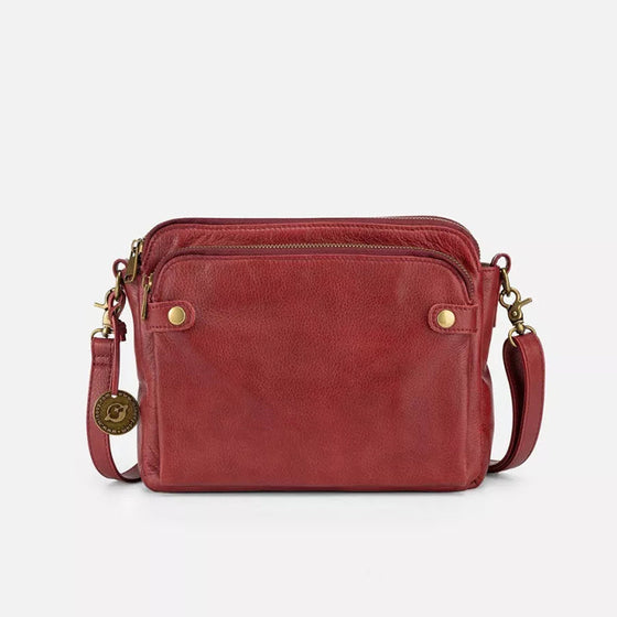 Crossbody-axel i tre läder lager
