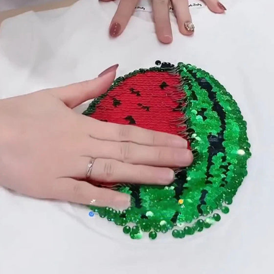 2022 ny vattenmelon t-shirt med föränderliga paljetter