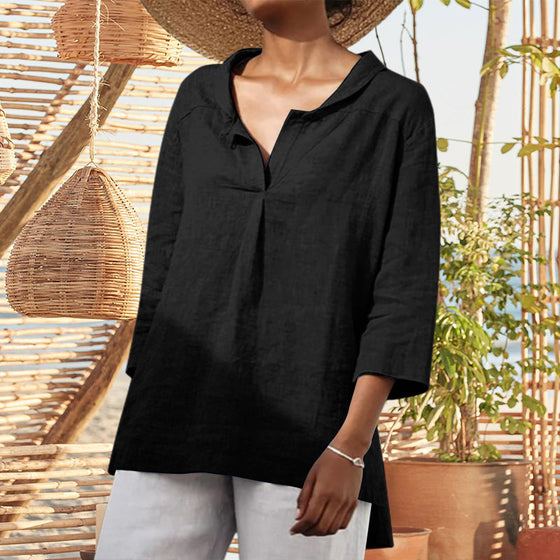 Enfärgad blus med skjortkrage