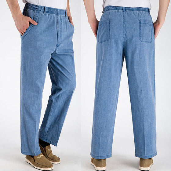 Lösa raka herrar andningsbar vardagsbyxor
