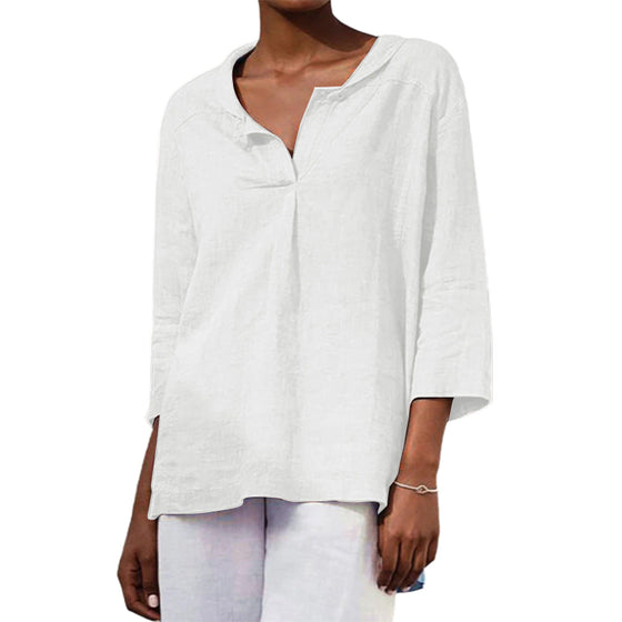 Enfärgad blus med skjortkrage