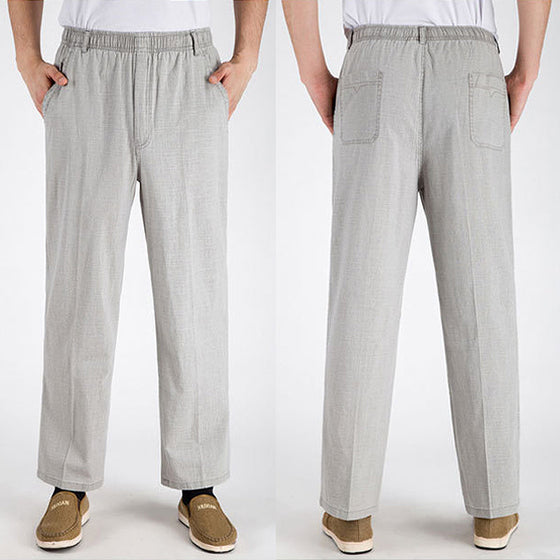 Lösa raka herrar andningsbar vardagsbyxor